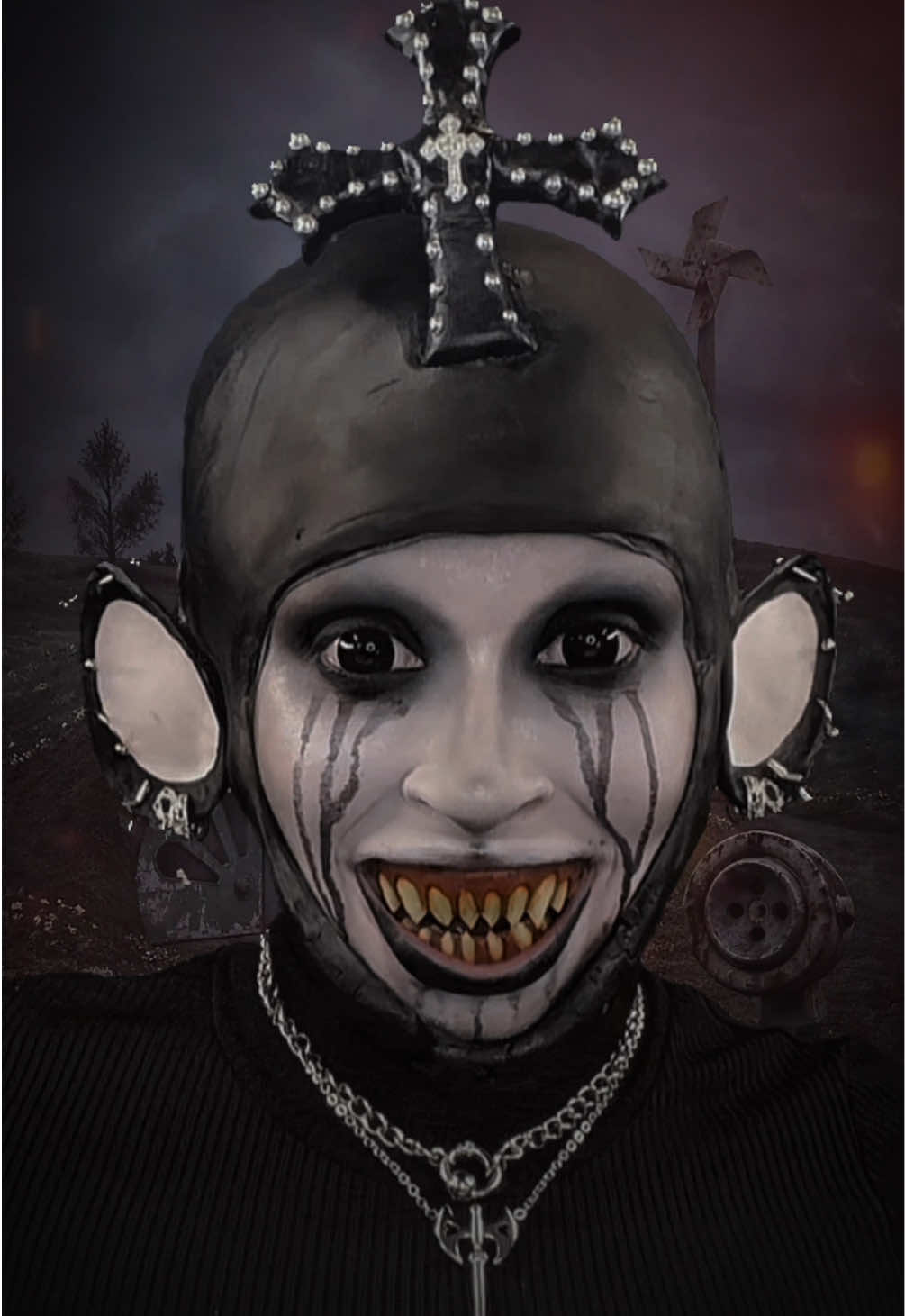 Gothic Teletubby Transformation 📺🖤🥀 #sfx #horror #teletubbies #makeup #creativemakeup 